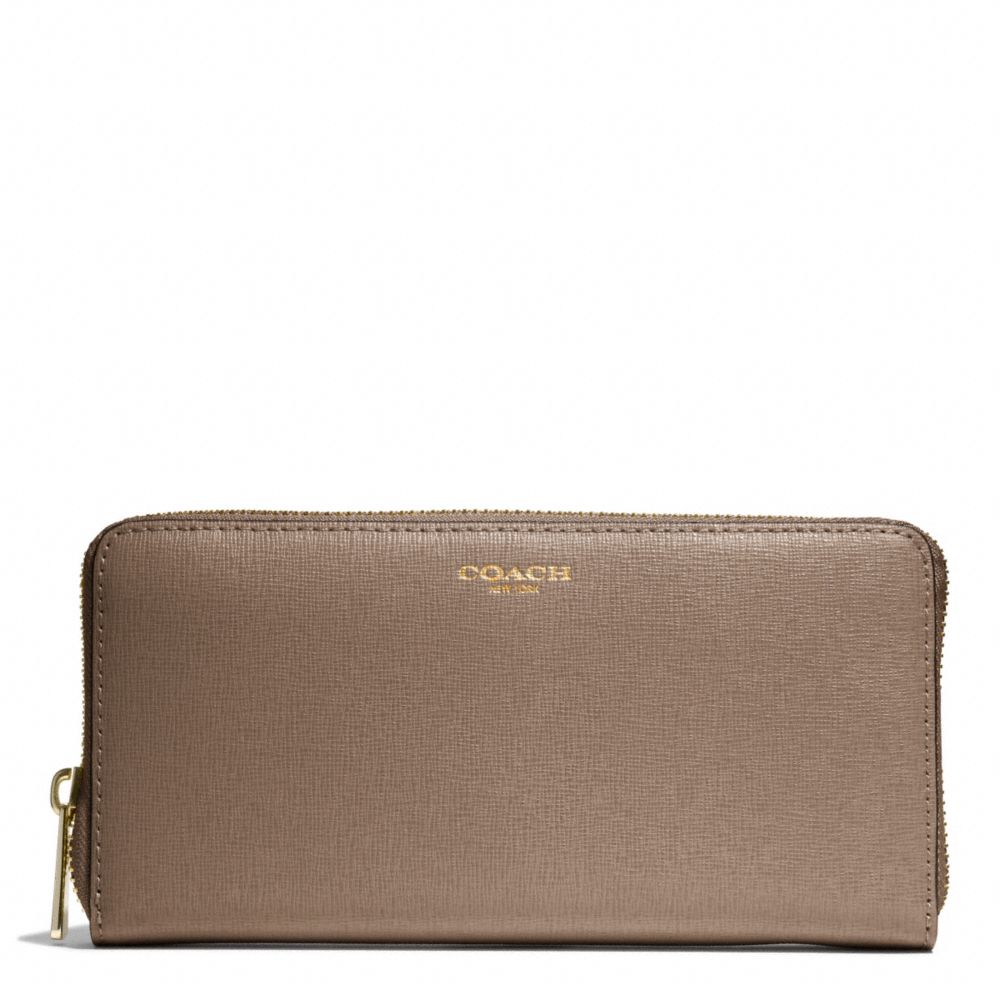 COACH F49355 Saffiano Leather Accordion Zip Wallet LIGHT GOLD/SILT