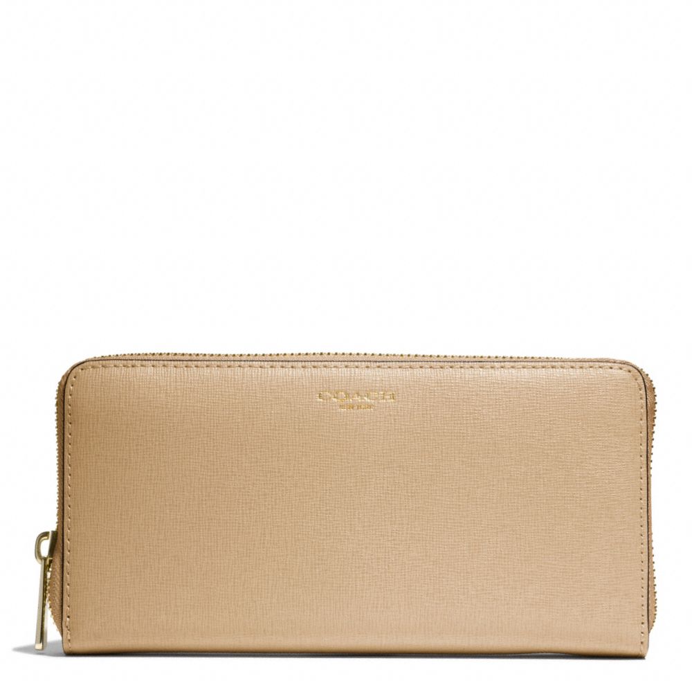 COACH F49355 SAFFIANO LEATHER ACCORDION ZIP WALLET LIGHT-GOLD/TAN