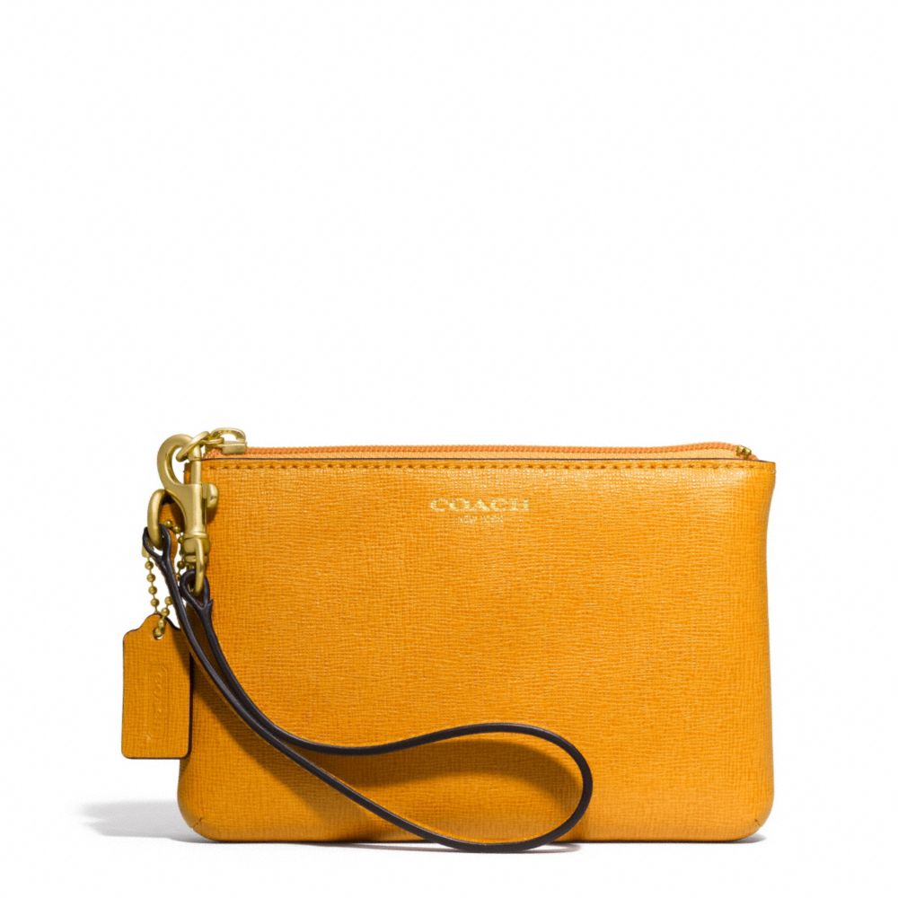 SAFFIANO LEATHER SMALL WRISTLET - f49377 - BRASS/MARIGOLD