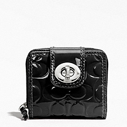 COACH F49389 Turnlock Embossed Patent Slim Medium Wallet 