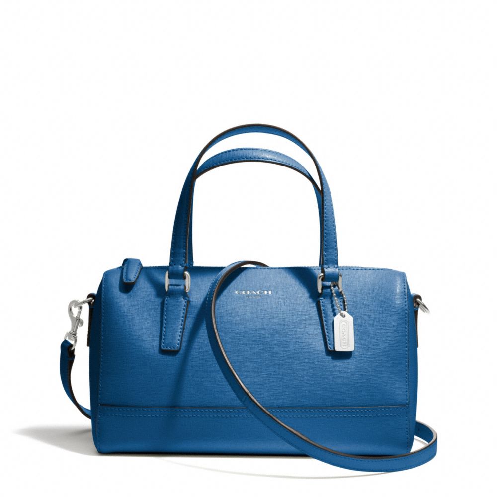 COACH SAFFIANO LEATHER MINI SATCHEL - SILVER/COBALT - f49392