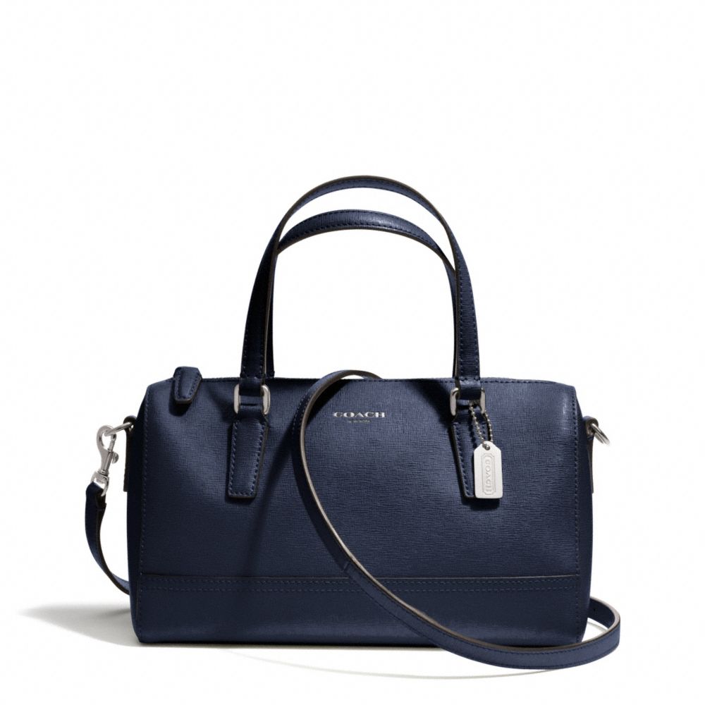 SAFFIANO LEATHER MINI SATCHEL - SILVER/NAVY - COACH F49392