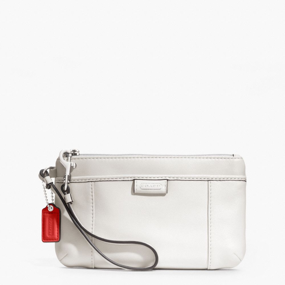 COACH F49396 DAISY LEATHER MEDIUM WRISTLET SILVER/PARCHMENT