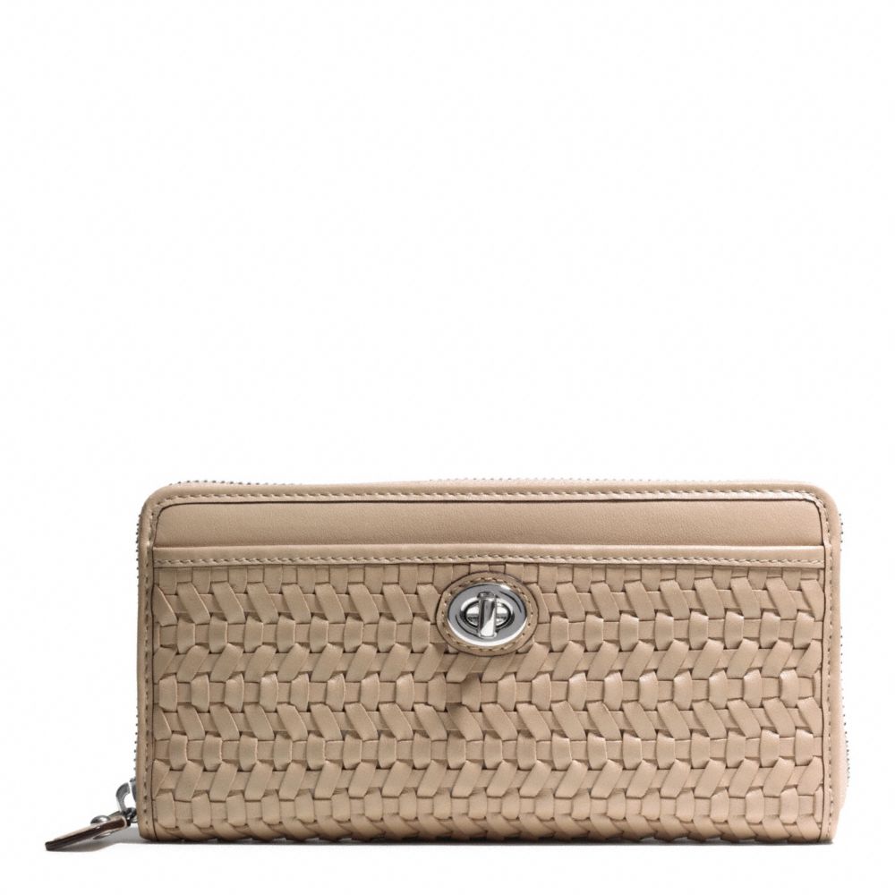 COACH PARK WOVEN LEATHER ACCORDION ZIP - SILVER/PIPER TAN - f49434