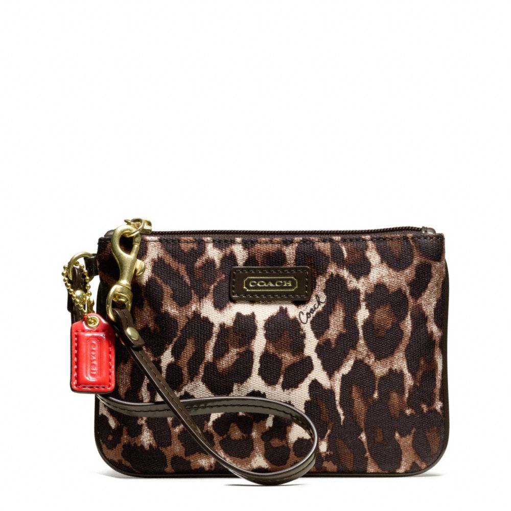 COACH F49466 PARK OCELOT PRINT SMALL WRISTLET BRASS/MAHOGANY-MULTI