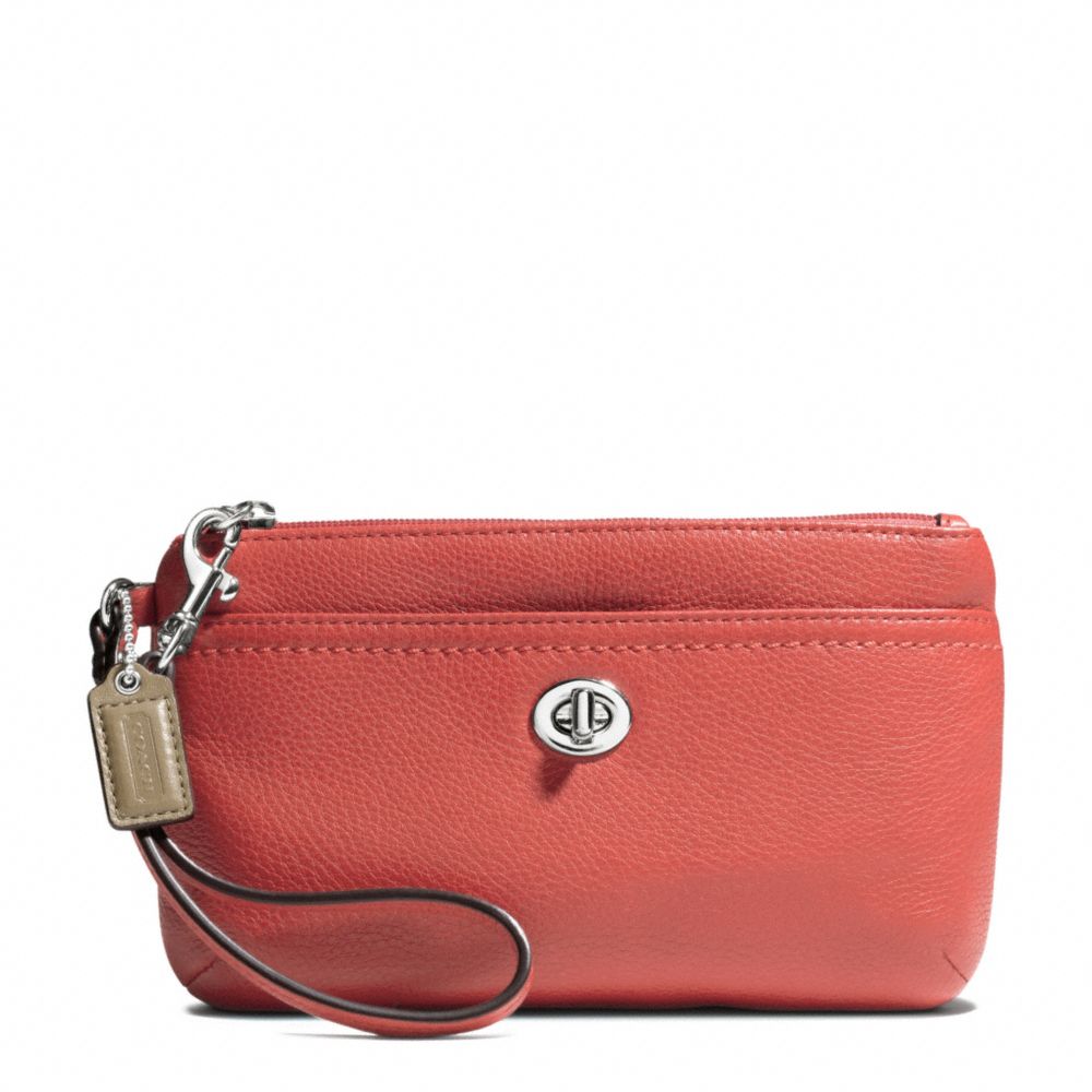 PARK LEATHER MEDIUM WRISTLET - f49472 - SILVER/SIENNA