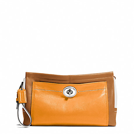 PARK COLORBLOCK LEATHER LARGE CLUTCH - COACH F49473 - SILVER/NATURAL MULTI
