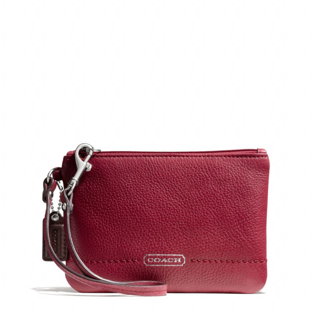 COACH F49475 PARK LEATHER SMALL WRISTLET SILVER/BLACK-CHERRY