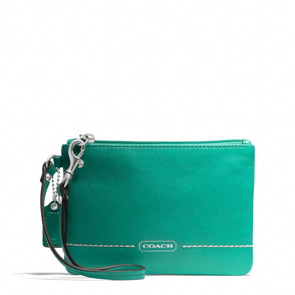 COACH F49475 Park Leather Small Wristlet SILVER/BRIGHT JADE