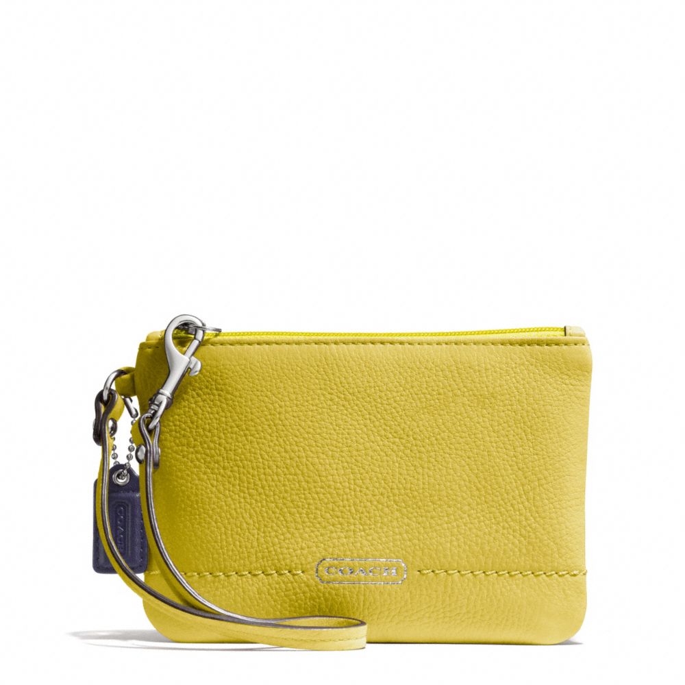 COACH F49475 Park Leather Small Wristlet SILVER/CHARTREUSE