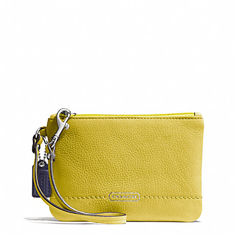 COACH F49475 PARK LEATHER SMALL WRISTLET SILVER/CHARTREUSE