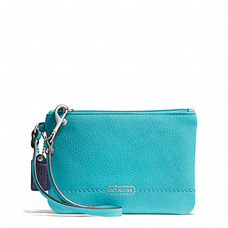 COACH F49475 PARK LEATHER SMALL WRISTLET SILVER/TURQUOISE