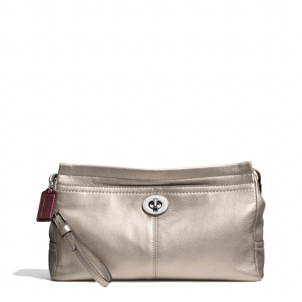 PARK LEATHER LARGE CLUTCH - f49481 - SILVER/PEWTER