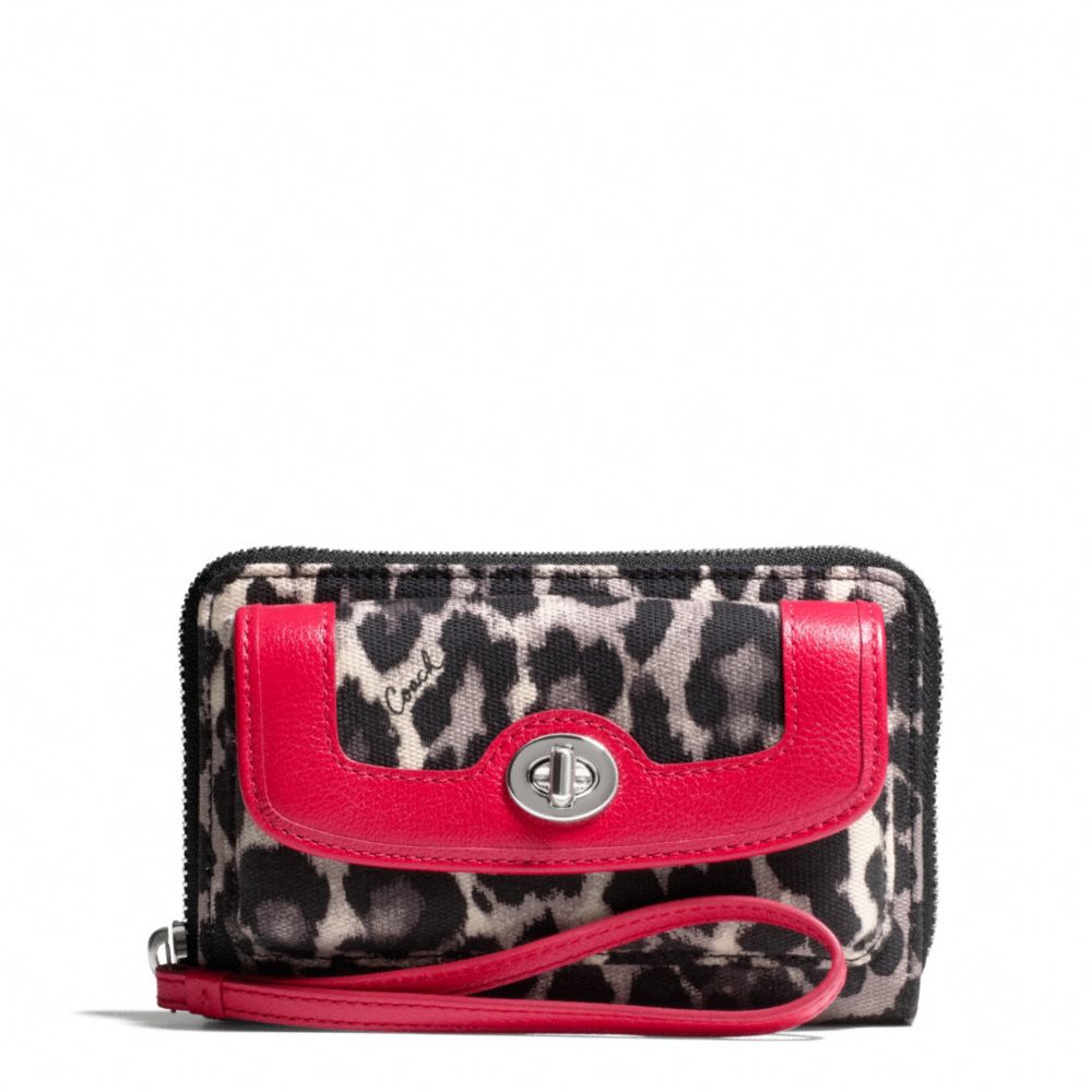 COACH f49488 PARK OCELOT PRINT UNIVERSAL ZIP WALLET 