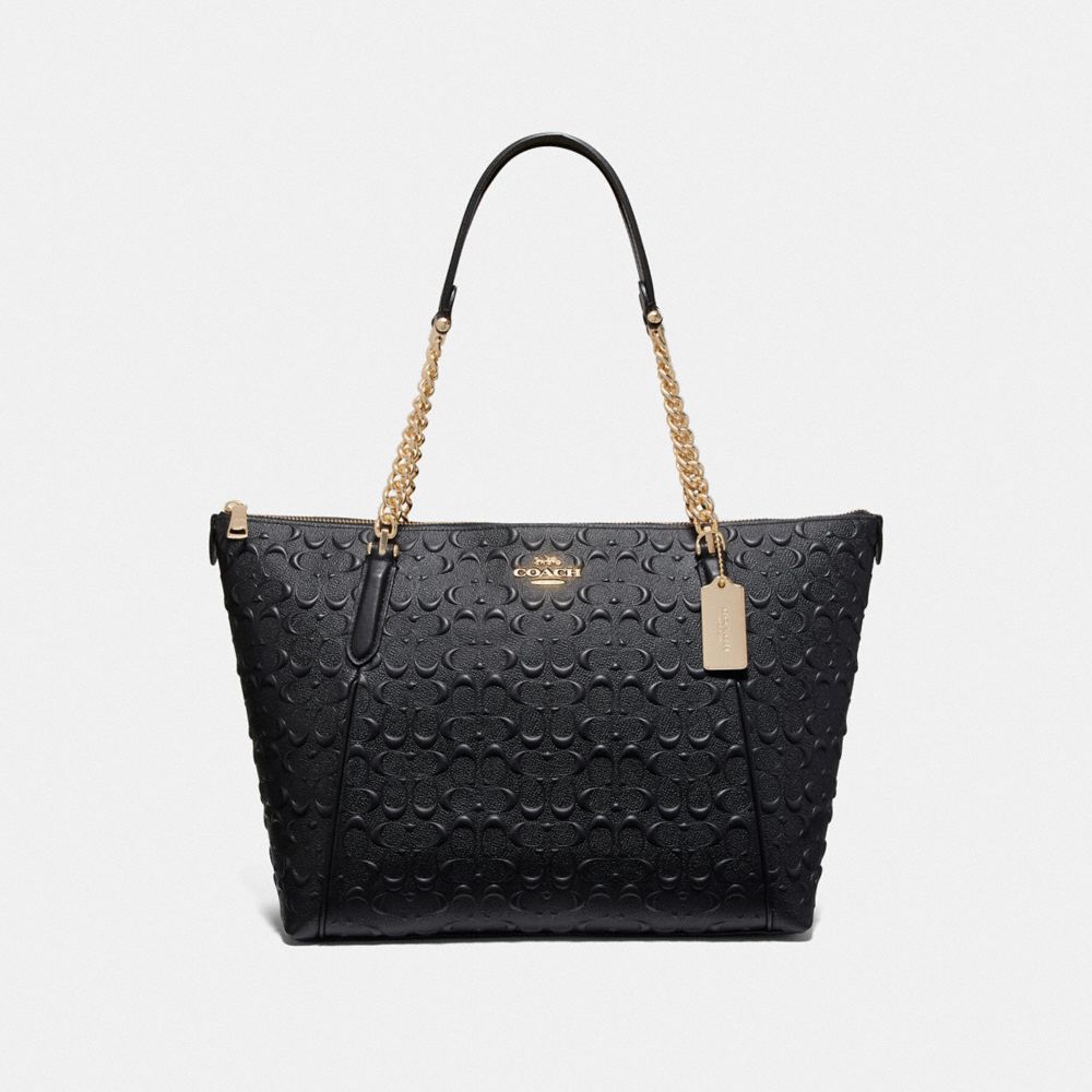 COACH F49499 - AVA CHAIN TOTE IN SIGNATURE LEATHER BLACK/IMITATION GOLD