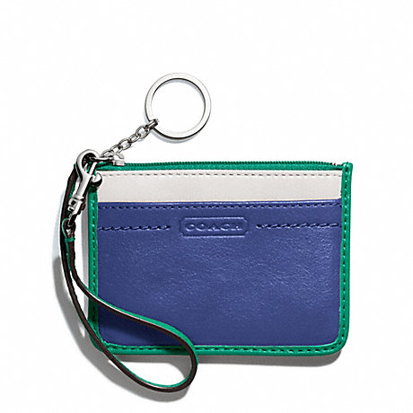 COACH F49502 PARK COLORBLOCK LEATHER ID SKINNY SILVER/FRENCH-BLUE-MULTI