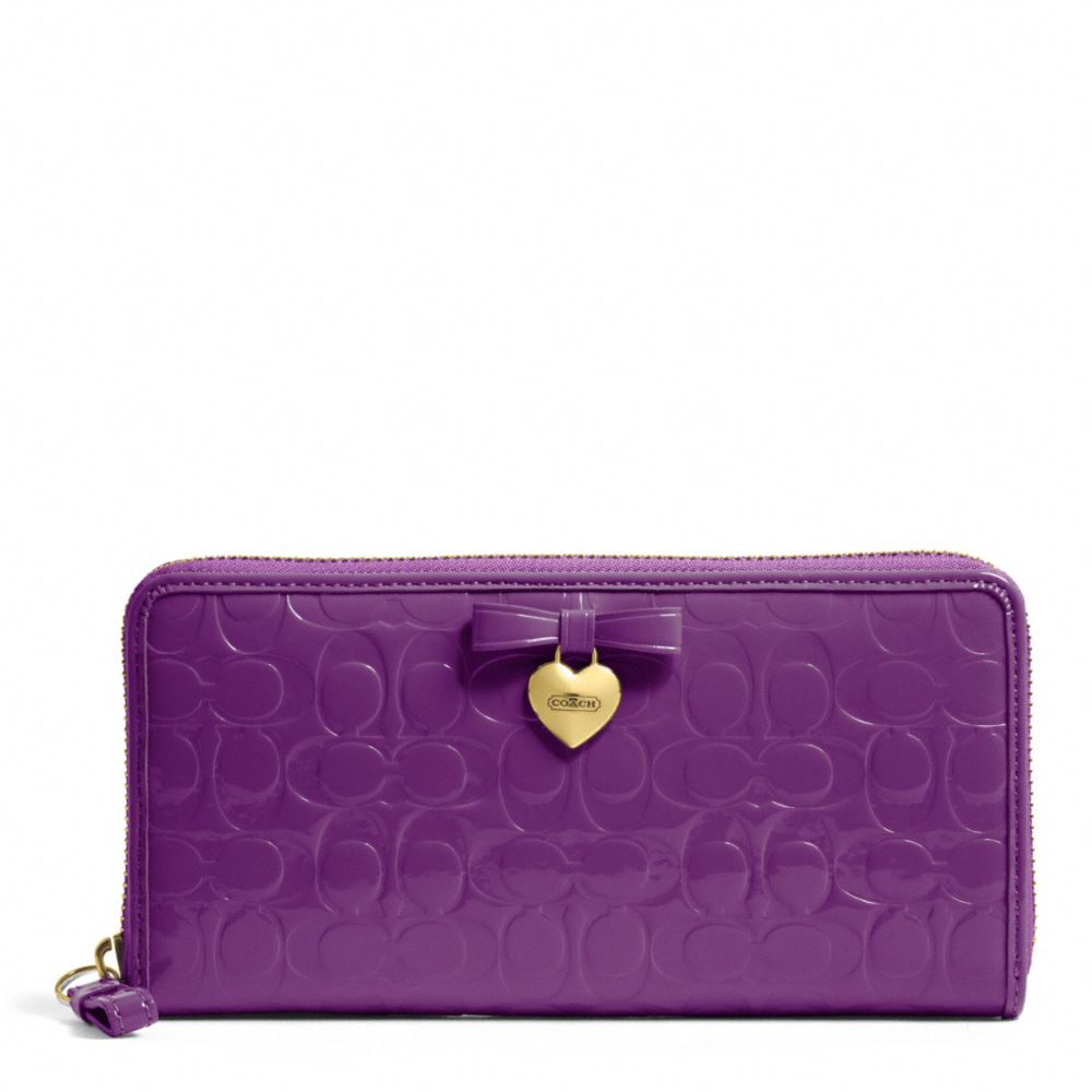 COACH F49508 EMBOSSED LIQUID GLOSS ACCORDION ZIP BRASS/IRIS