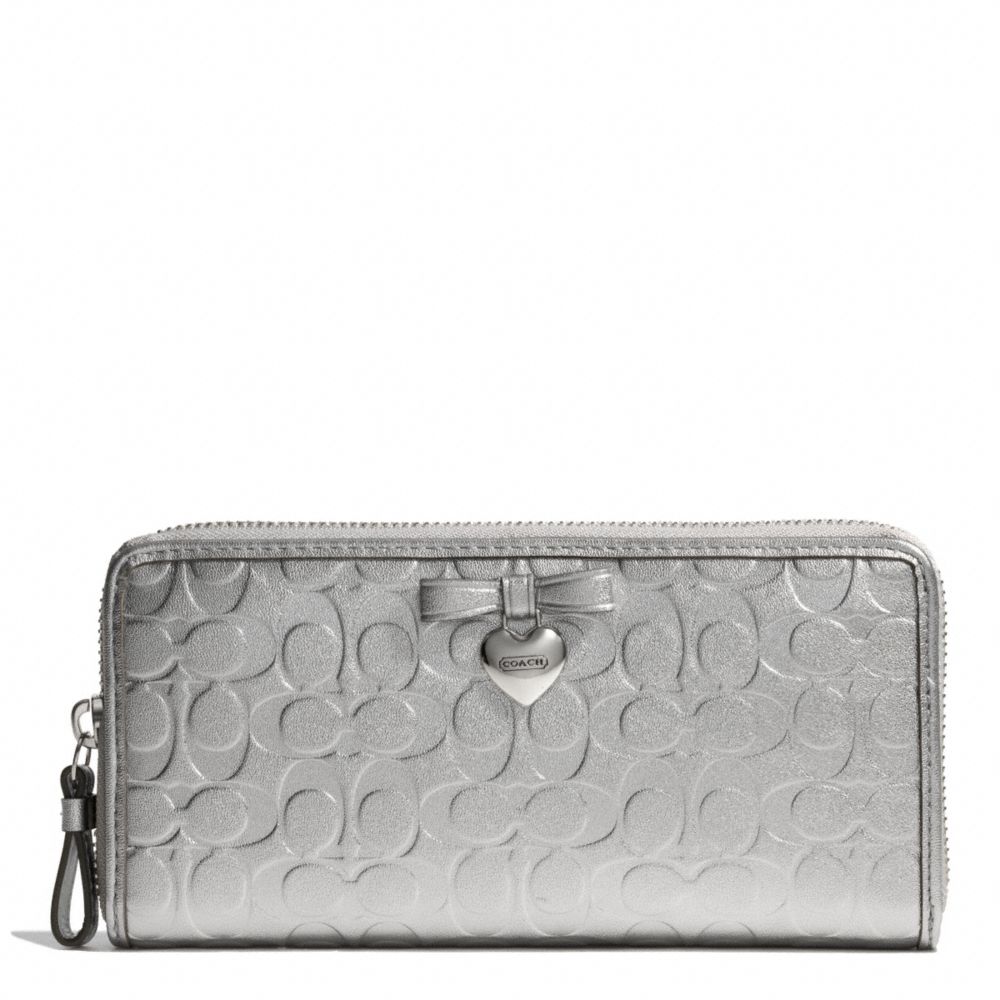 EMBOSSED LIQUID GLOSS ACCORDION ZIP - SILVER/SILVER - COACH F49508