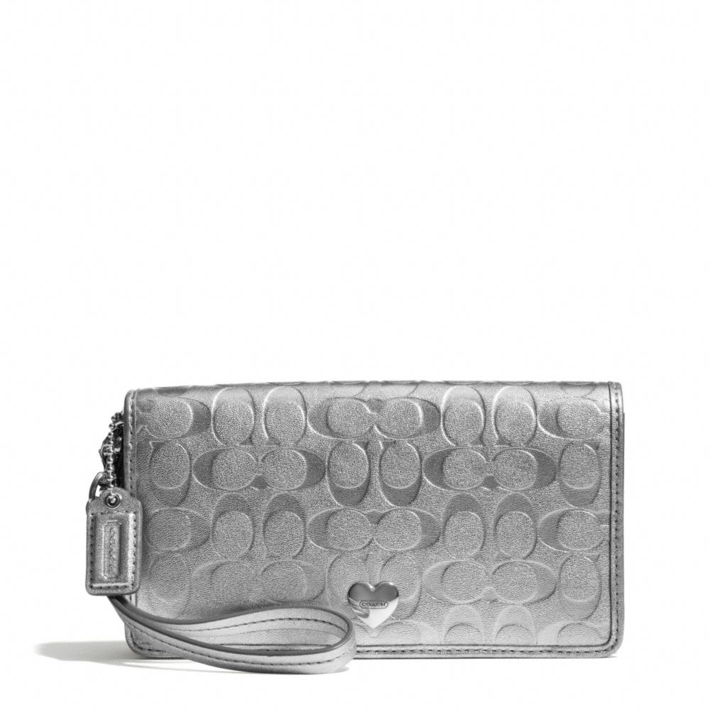 COACH F49540 Embossed Liquid Gloss Demi Clutch SILVER/SILVER