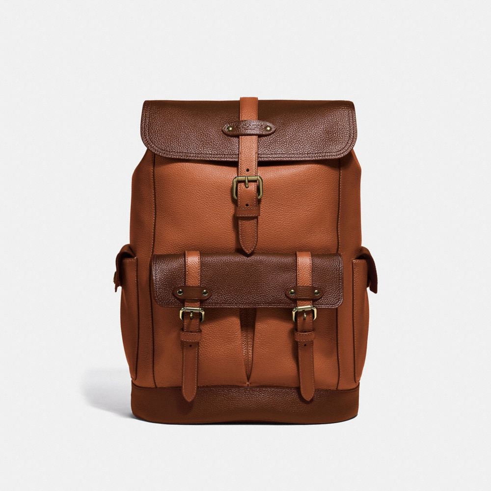 HUDSON BACKPACK IN COLORBLOCK - DARK BROWN MULTI/ANTIQUE BRASS - COACH F49543