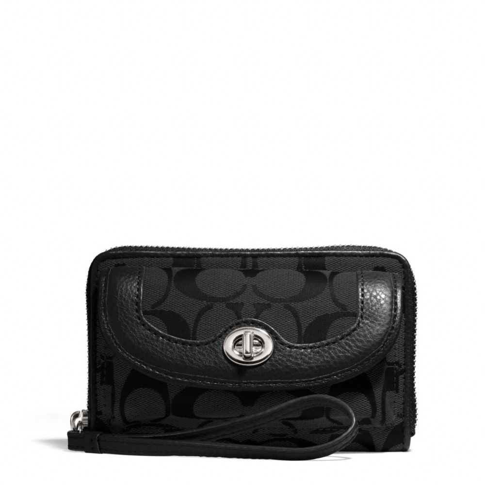 COACH F49550 Park Signature Universal Zip Wallet SILVER/BLACK/BLACK