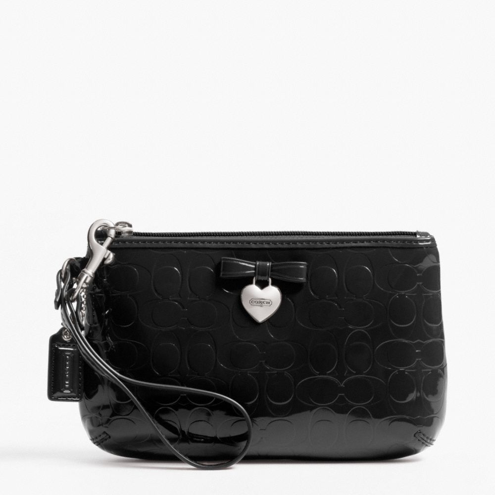 COACH F49562 Embossed Liquid Gloss Medium Wristlet SILVER/BLACK