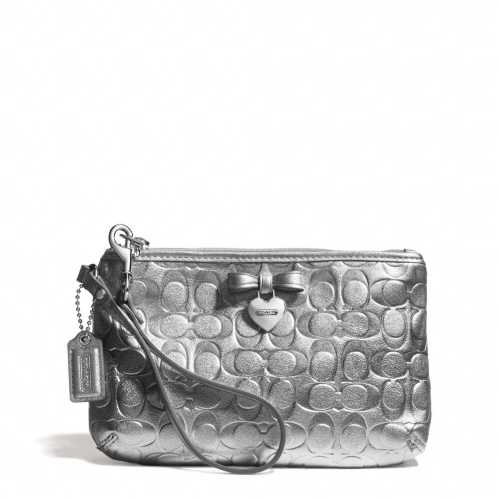 COACH EMBOSSED LIQUID GLOSS MEDIUM WRISTLET - SILVER/SILVER - f49562