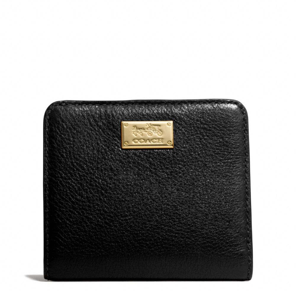 COACH MADISON LEATHER SMALL WALLET - LIGHT GOLD/BLACK - F49587