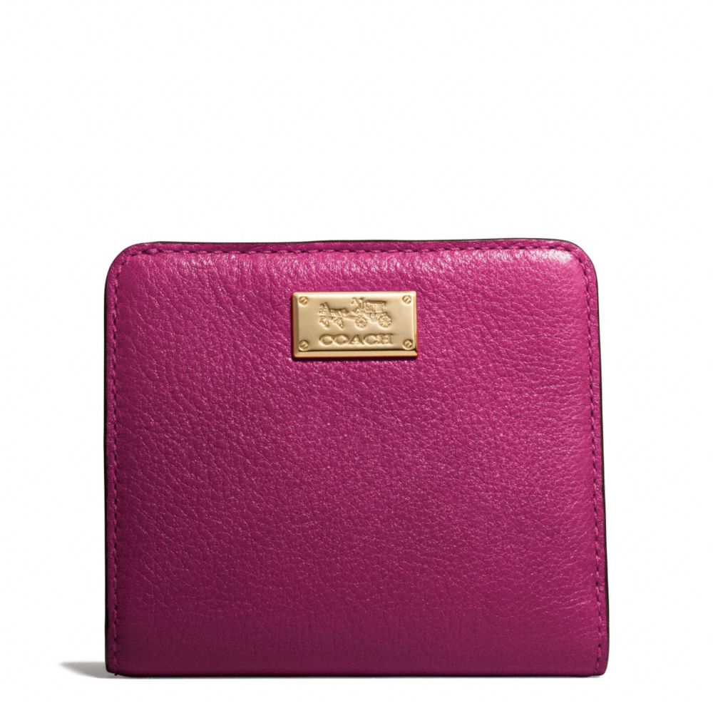 MADISON LEATHER SMALL WALLET - LIGHT GOLD/CRANBERRY - COACH F49587