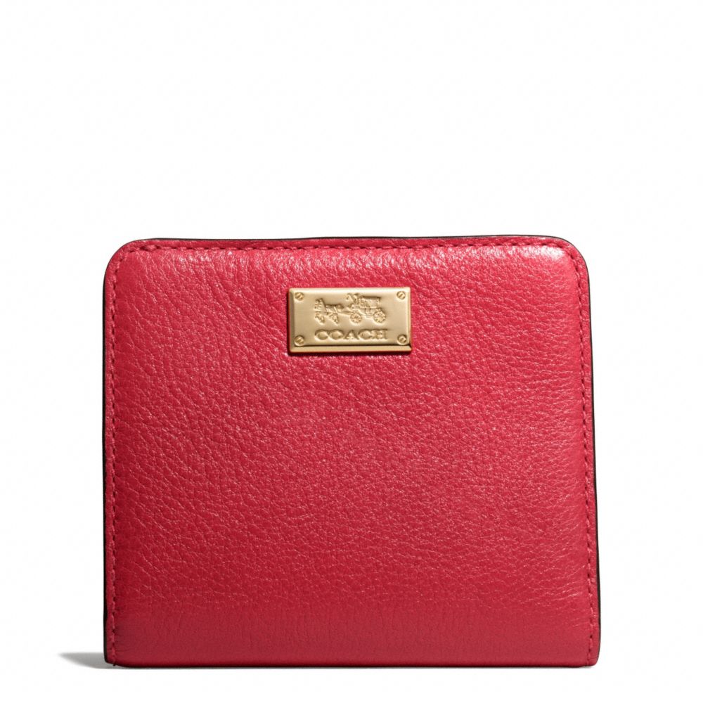 COACH F49587 Madison Leather Small Wallet LIGHT GOLD/SCARLET