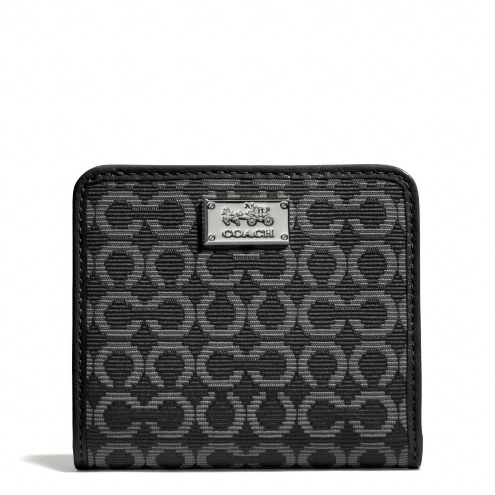 COACH F49589 Madison Small Wallet In Op Art Needlepoint Fabric SILVER/BLACK