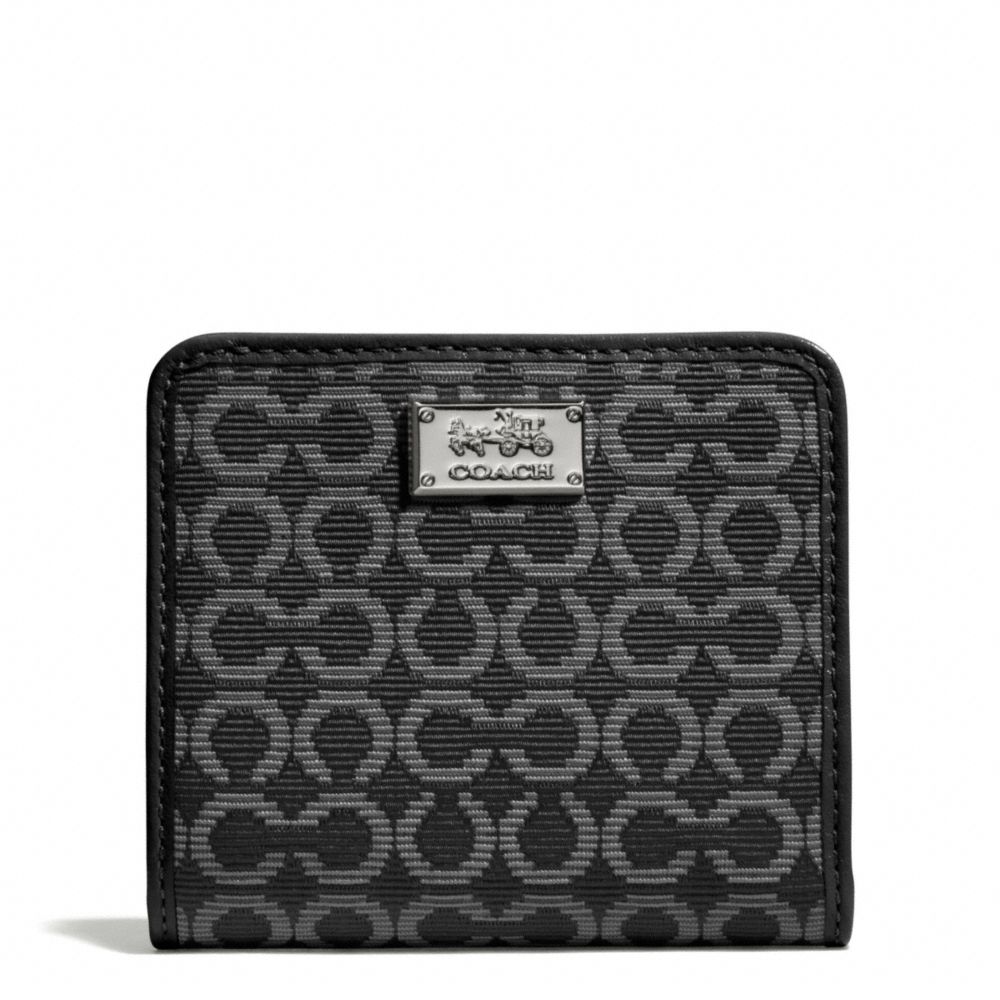 COACH F49589 MADISON SMALL WALLET IN OP ART NEEDLEPOINT FABRIC SILVER/BLACK