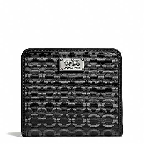 COACH F49589 MADISON SMALL WALLET IN OP ART NEEDLEPOINT FABRIC SILVER/BLACK