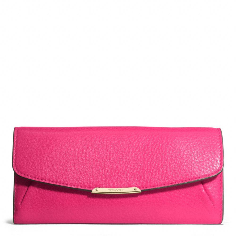 COACH F49595 Madison Slim Envelope Wallet In Leather  LIGHT GOLD/PINK RUBY