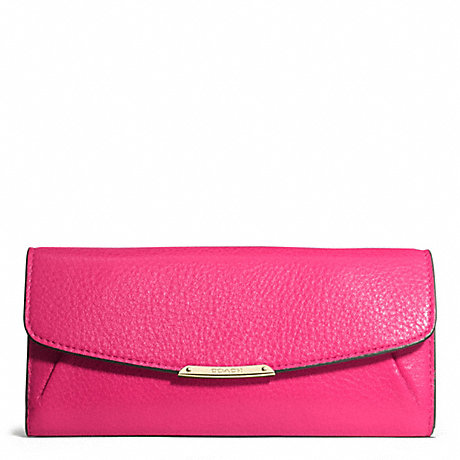 COACH F49595 MADISON SLIM ENVELOPE WALLET IN LEATHER -LIGHT-GOLD/PINK-RUBY
