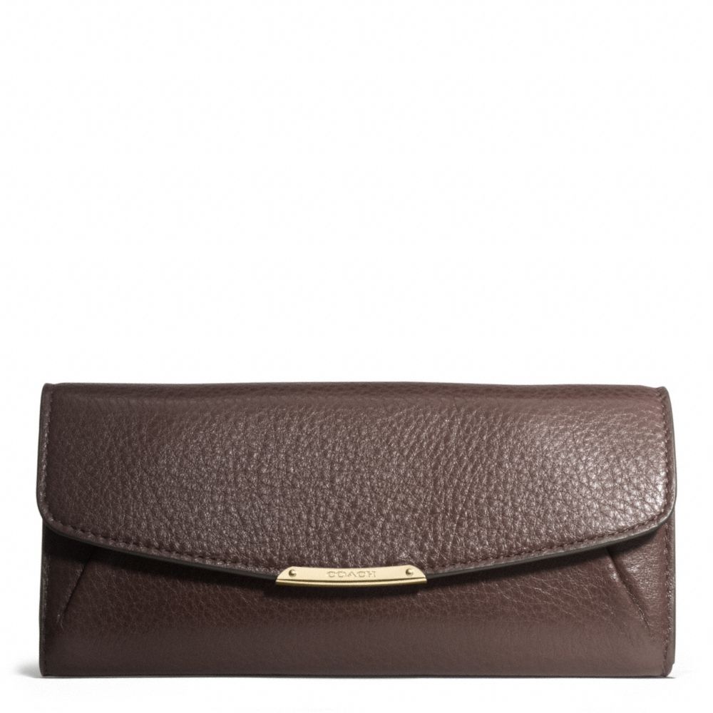 MADISON SLIM ENVELOPE WALLET IN LEATHER - f49595 - LIGHT GOLD/MIDNIGHT OAK