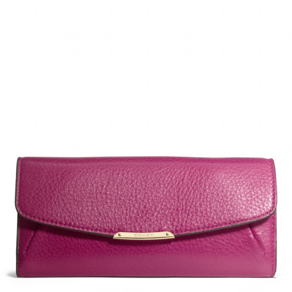 COACH MADISON LEATHER SLIM ENVELOPE WALLET - LIGHT GOLD/CRANBERRY - f49595