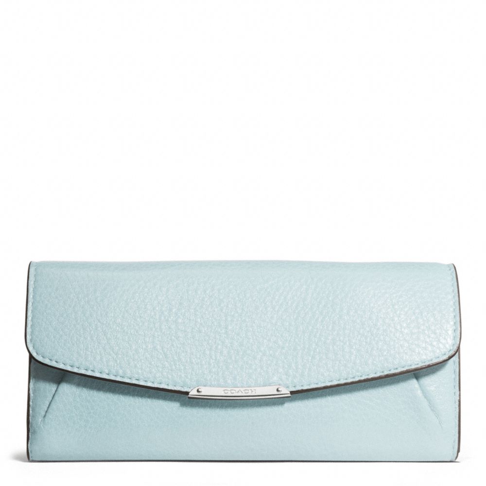 COACH f49595 MADISON LEATHER SLIM ENVELOPE WALLET SILVER/SEA MIST