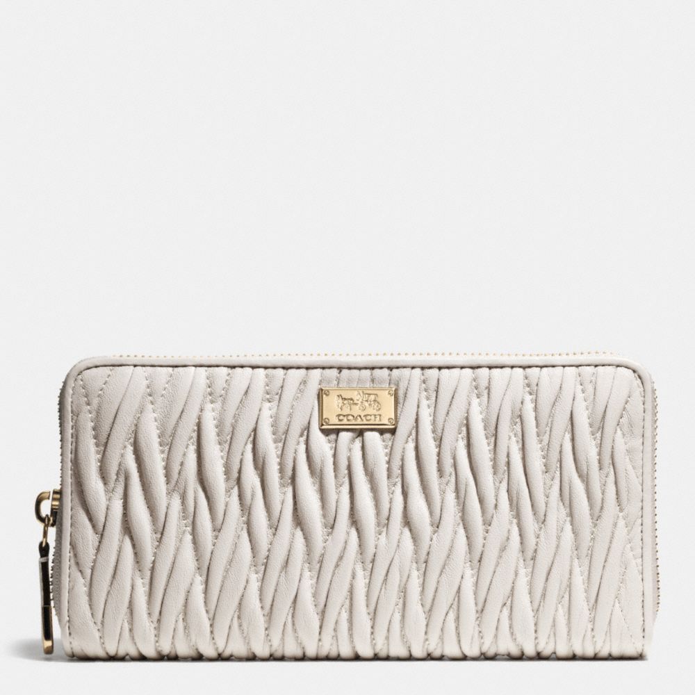 COACH F49609 ACCORDION ZIP WALLET IN GATHERED TWIST LEATHER IMITATION-GOLD/CHALK