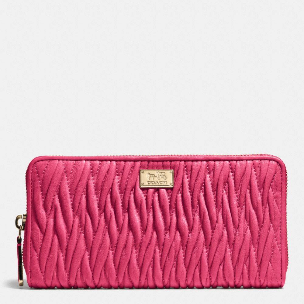 ACCORDION ZIP WALLET IN GATHERED TWIST LEATHER - f49609 - IMITATION GOLD/DAHLIA