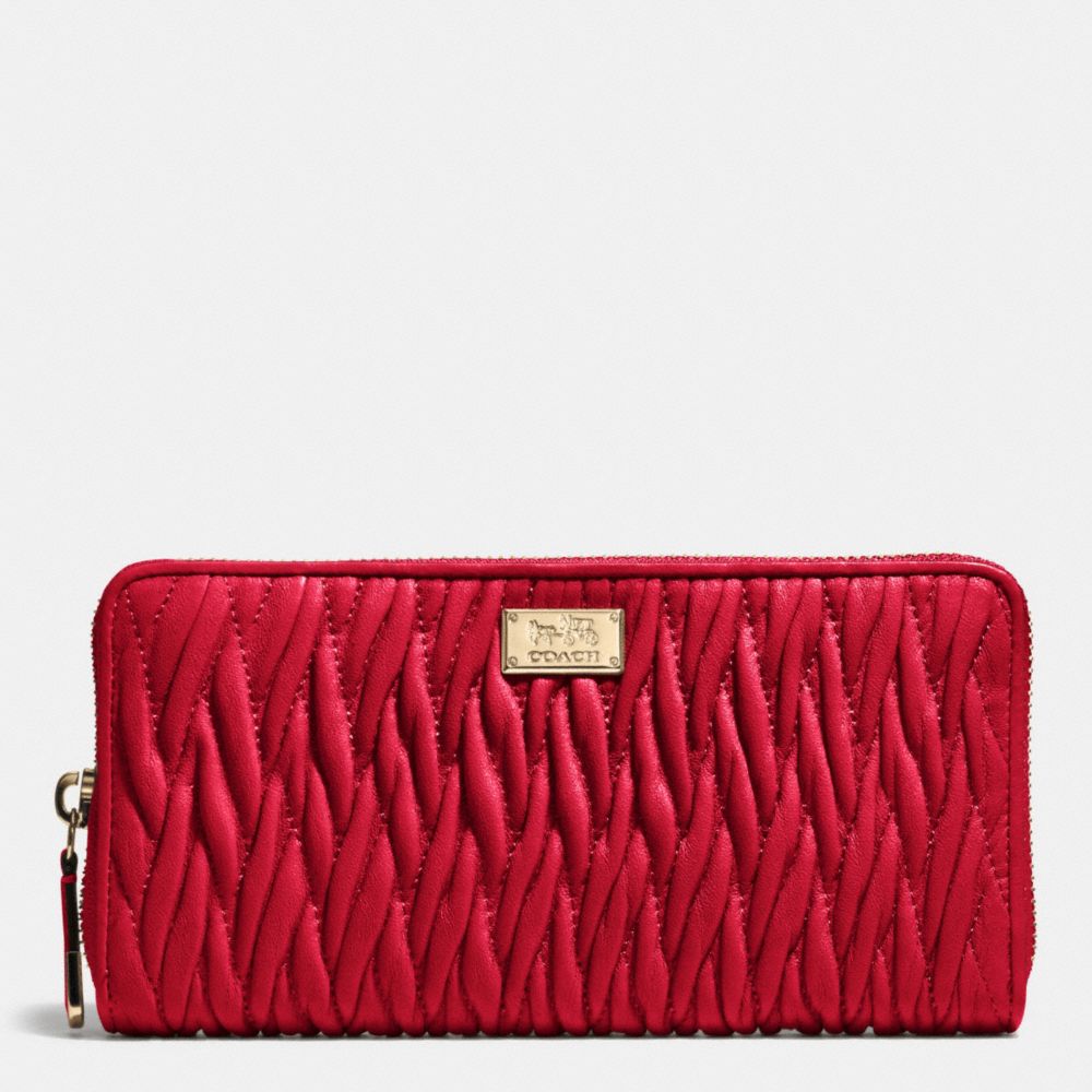 MADISON ACCORDION ZIP WALLET IN GATHERED TWIST LEATHER - f49609 - IMITATION GOLD/CLASSIC RED