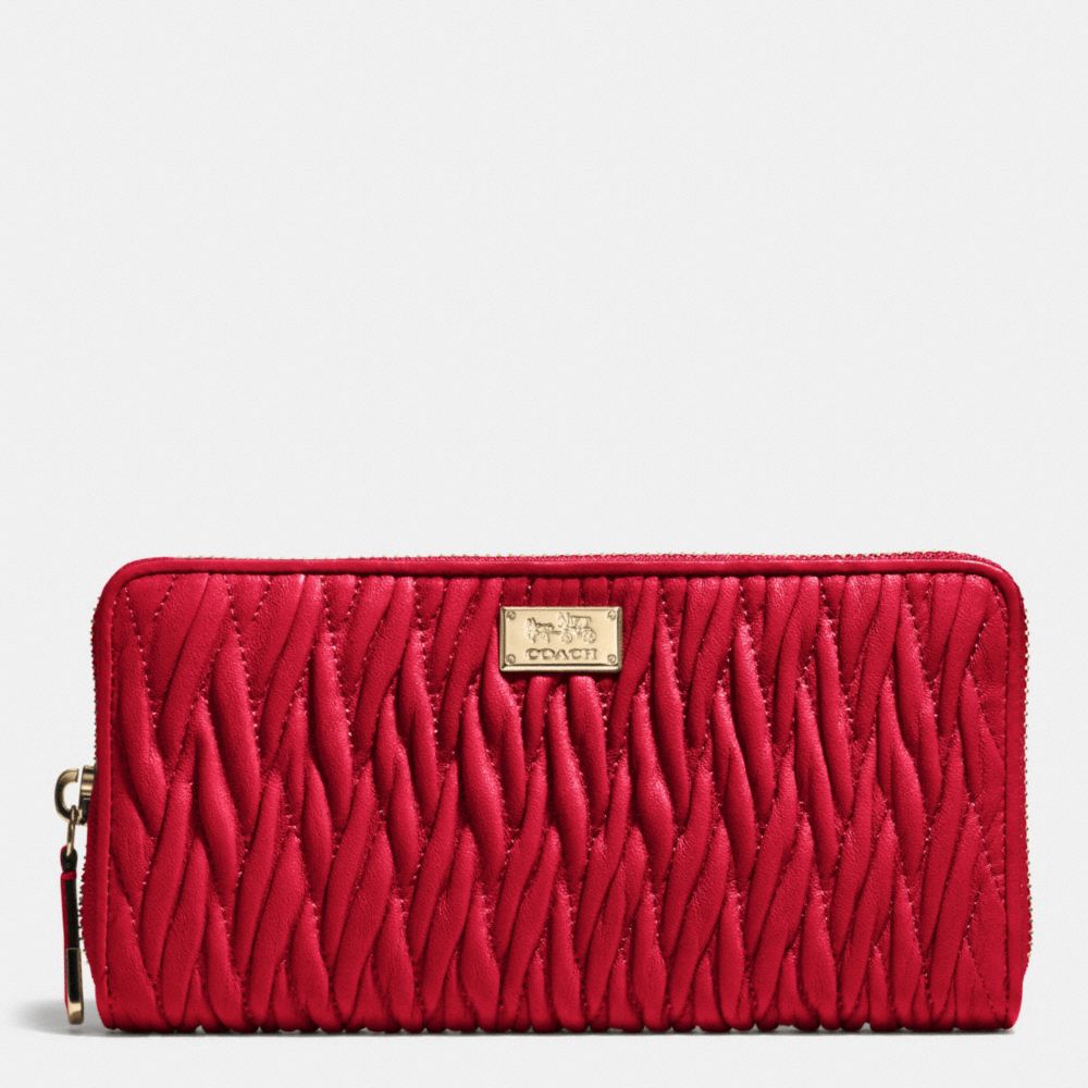 COACH F49609 Madison Accordion Zip Wallet In Gathered Twist Leather IMITATION GOLD/CLASSIC RED