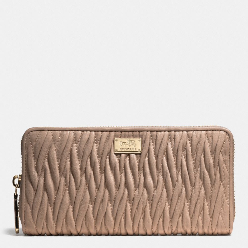 COACH MADISON GATHERED TWIST ACCORDION ZIP WALLET - LIGHT GOLD/STONE - f49609