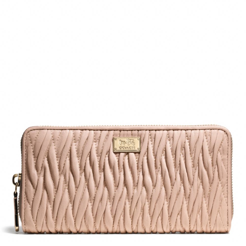 MADISON GATHERED TWIST ACCORDION ZIP WALLET - f49609 - LIGHT GOLD/PEACH ROSE