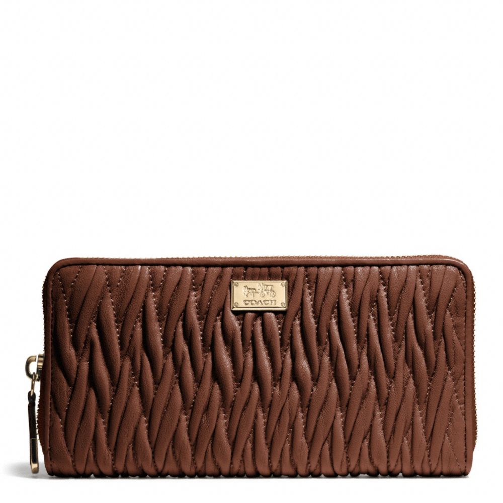 MADISON GATHERED TWIST ACCORDION ZIP WALLET - f49609 - LIGHT GOLD/CHESTNUT