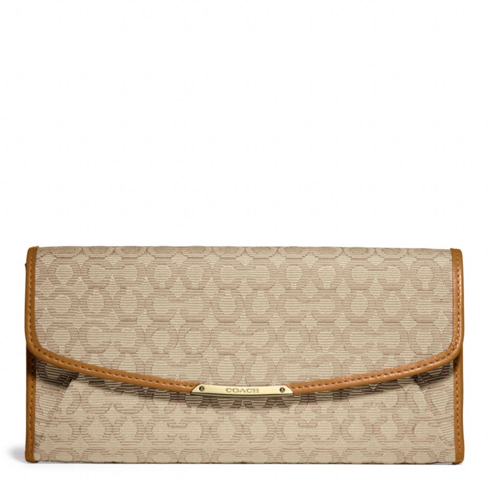 COACH MADISON NEEDLEPOINT OP ART SLIM ENVELOPE WALLET - LIGHT GOLD/KHAKI/BURNT CAMEL - F49611