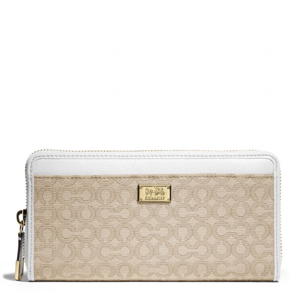 COACH f49614 MADISON NEEDLEPOINT OP ART FABRIC ACCORDION WALLET LIGHT GOLD/LIGHT GOLDGHT KHAKI/WHITE