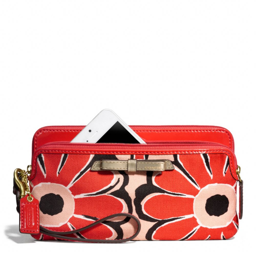 COACH F49617 Poppy Floral Scarf Print Double Zip Wallet 