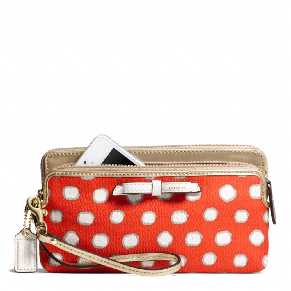 POPPY MINI DOT DOUBLE ZIP WALLET COACH F49624