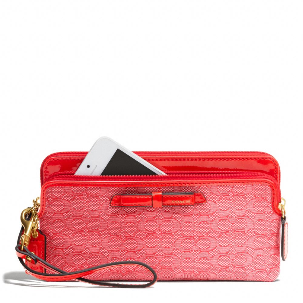 POPPY  SIGNATURE C MINI OXFORD DOUBLE ZIP WALLET COACH F49626